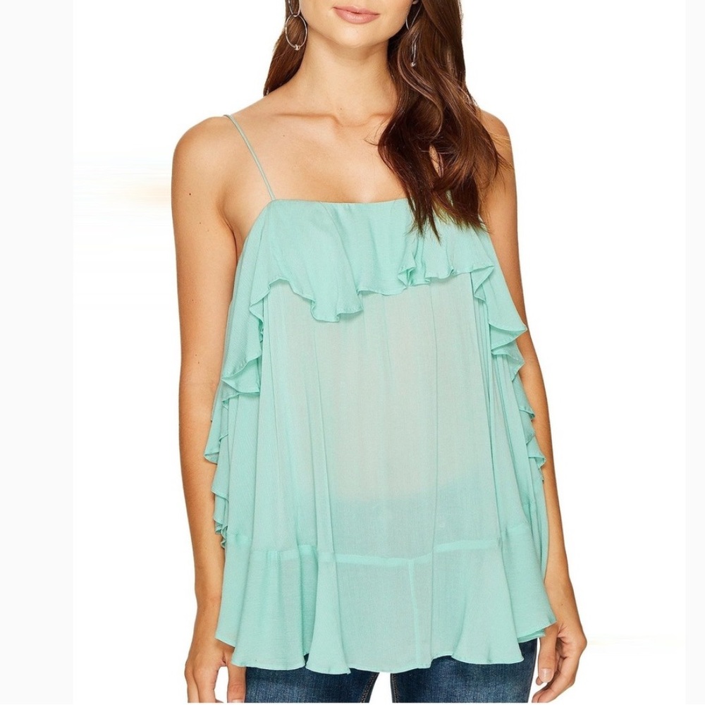 Free People Mint Green Cascade Tank Tops - Picture 1 of 7